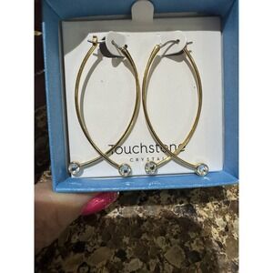 Touchstone Crystal Twist Of‎ Fate Earrings Golden NEW
